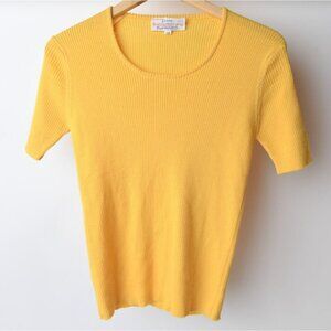 Vintage Deans Of Scotland Short Sleeve Sweater Women M Golden Yellow NEW 80's